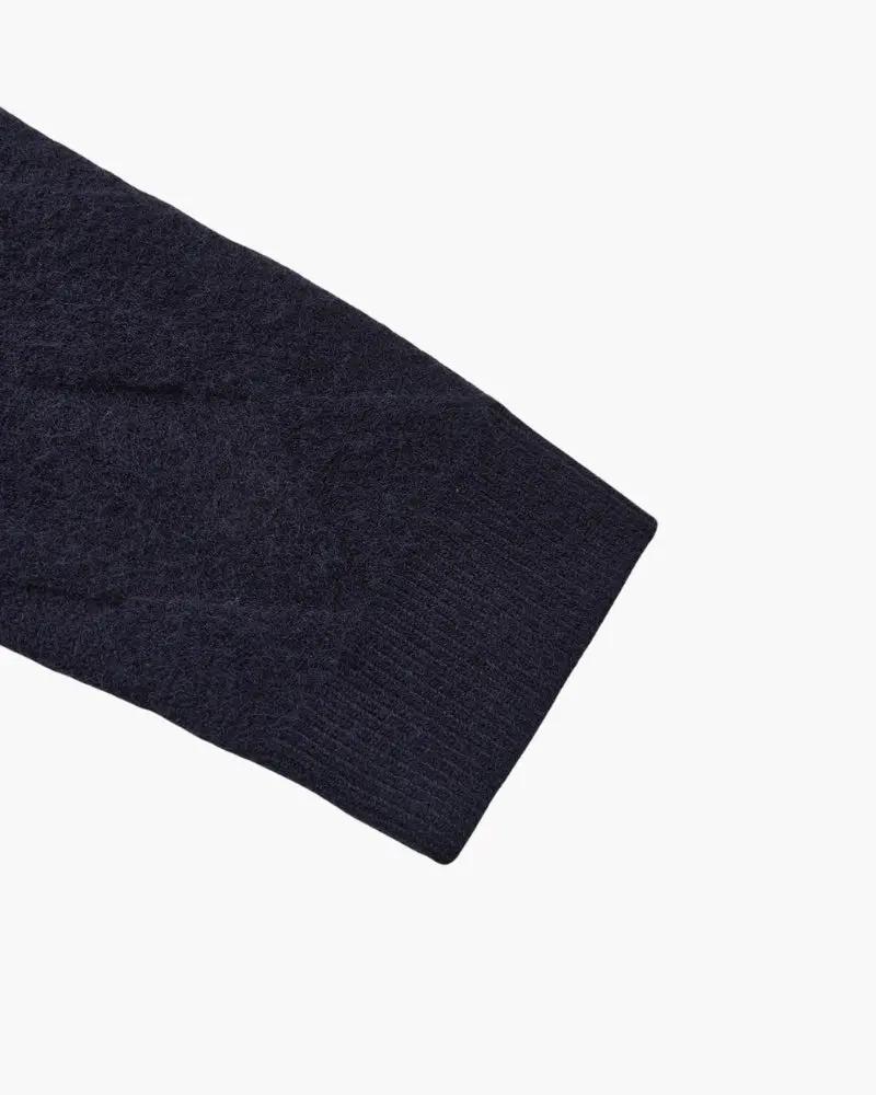 Gilet en tricot marine, poignets et ourlet côtelés