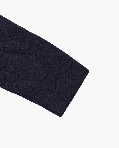 Gilet en tricot marine, poignets et ourlet côtelés
