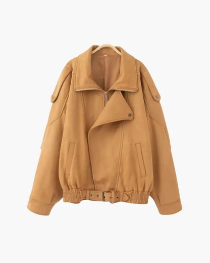 veste drapée en daim vintage