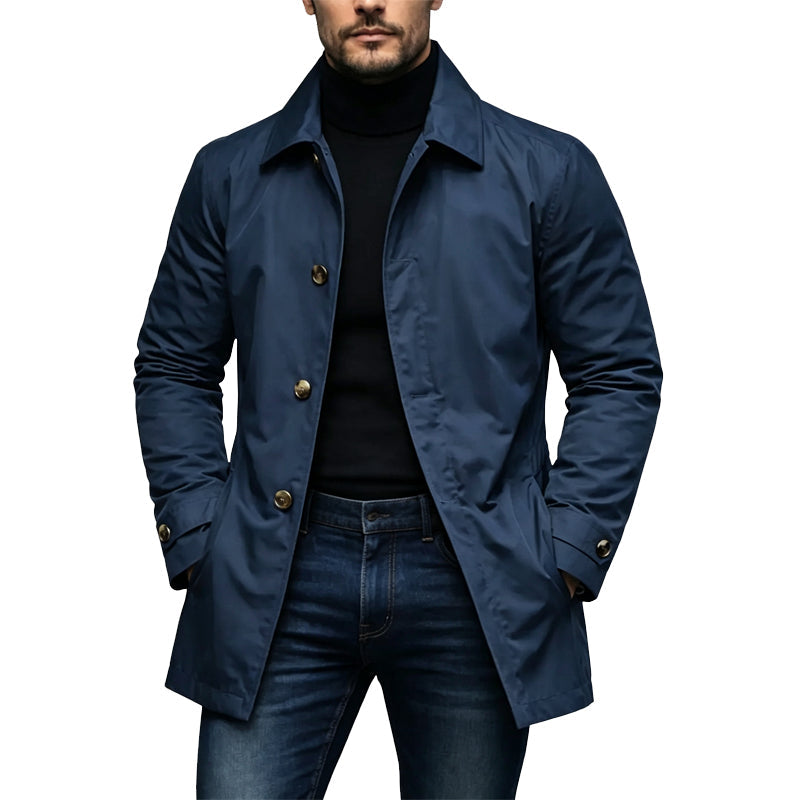 Lucien trench imperméable mi-long, bleu marine