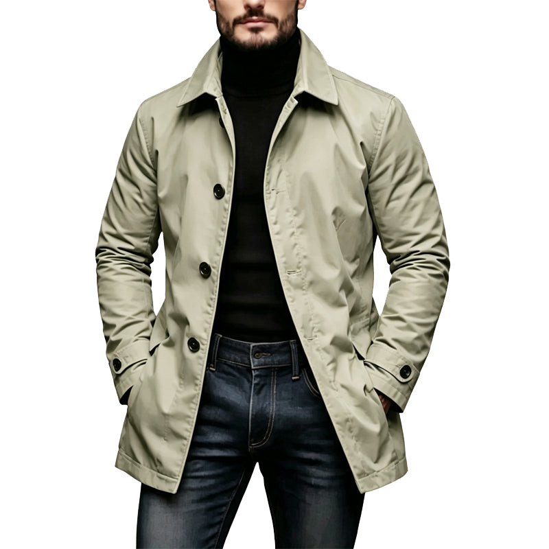 Lucien trench imperméable mi-long, kaki