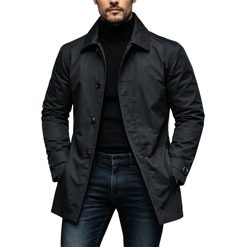 Lucien trench imperméable mi-long, noir