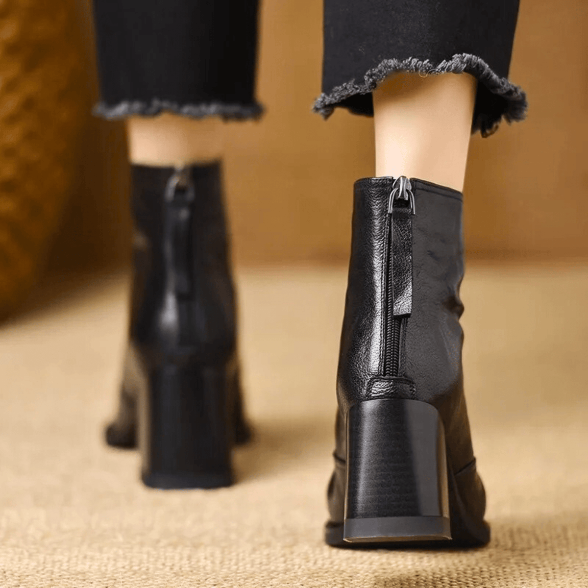 Bottines en cuir Agnese – noir, semelle